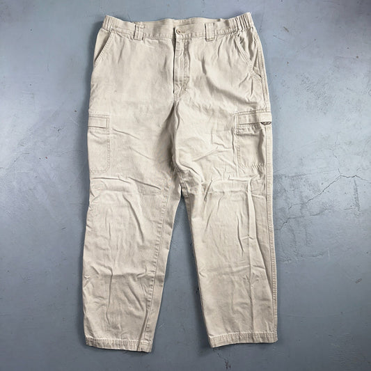 Vintage LL Bean Mens 36x30 Light Stonewashed Cargo Pants Trousers Beige 90s