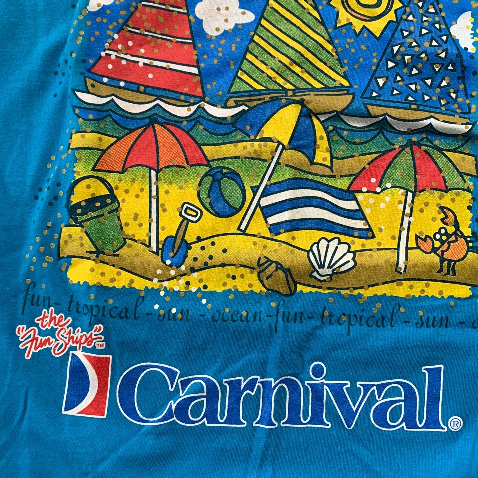 Carnival Vintage T Shirt Summer Sun Tropical Rap Sand Beach Florida Disney Cute