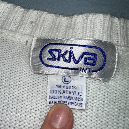 Skiva VTG Pink Sweater Vest Women's L Retro Pullover Knit 1980s 80s Colorblock