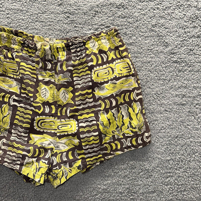 Vtg 40s California Aloha Yellow 50s Swim Trunks Board Shorts Floral Rockabilly