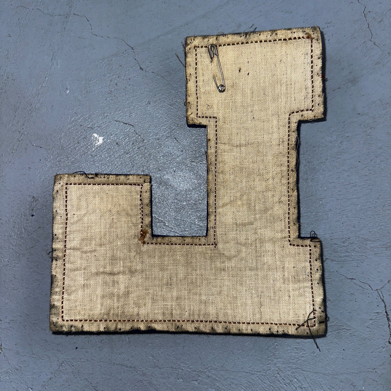 VTG Letterman Varsity Patch Letter L Red Blue Felt Sports Athletic Logo 60s