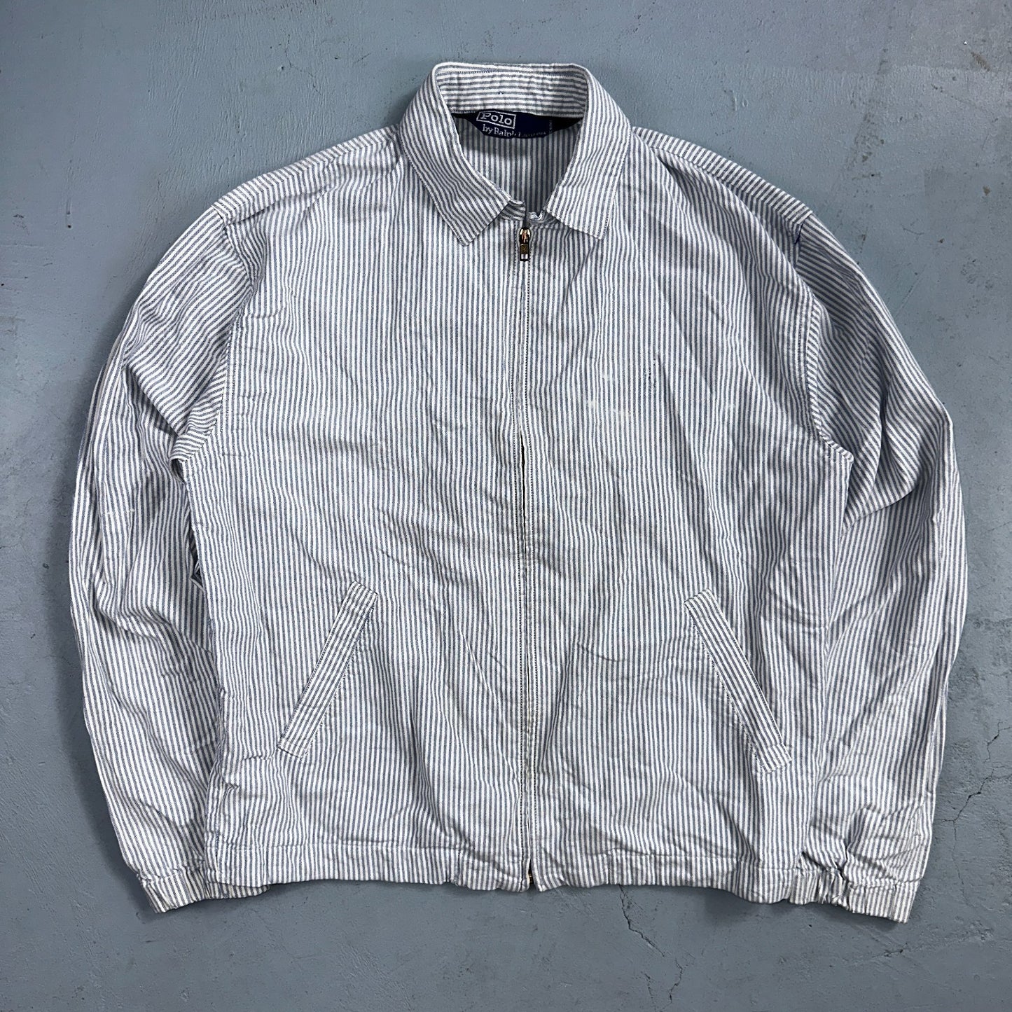 Polo By Ralph Lauren VTG 90s Harrington Jacket Hickory Stripe Workwear Ricky