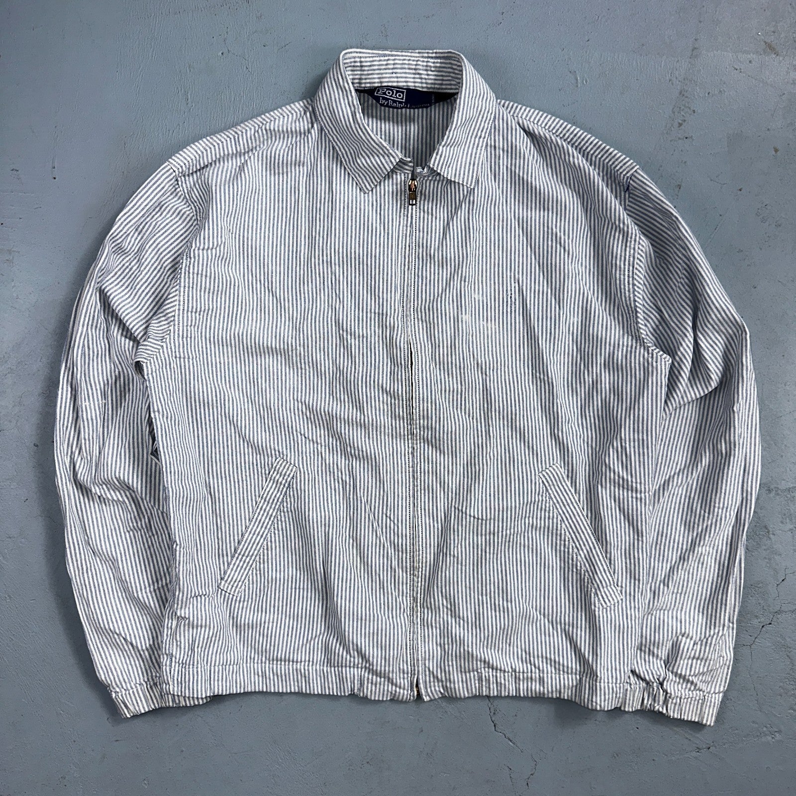 Polo By Ralph Lauren VTG 90s Harrington Jacket Hickory Stripe Workwear Ricky