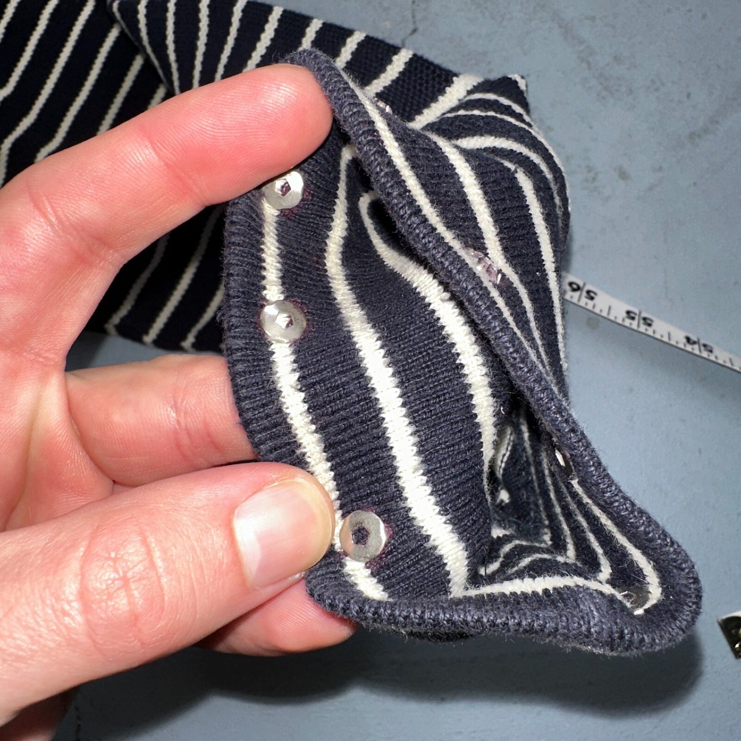 TOMMY HILFIGER Striped Turtleneck Long Sleeve XL Sparkles Added Custom VTG 90s