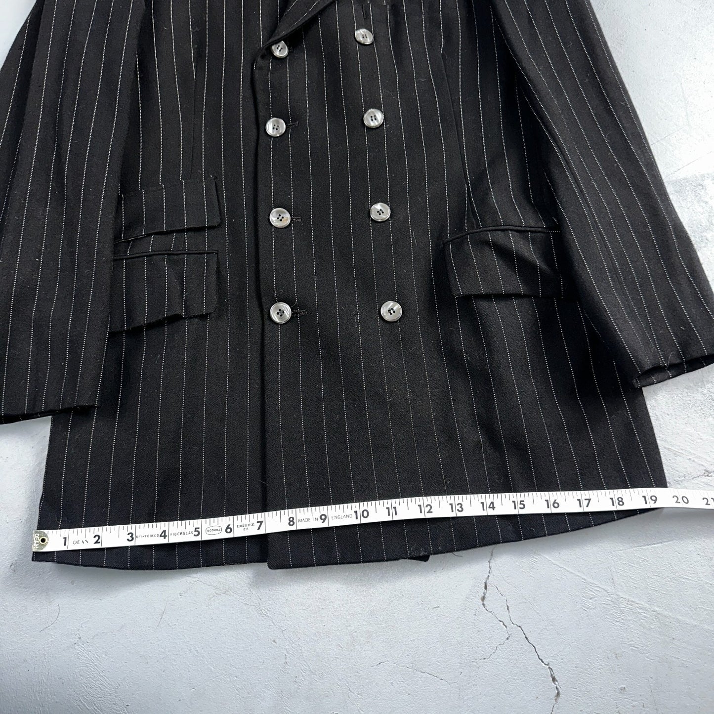 VTG Mens Suit 36 Double Breast 8 Button Jacket Sport Coat Rockabilly 50s Striped