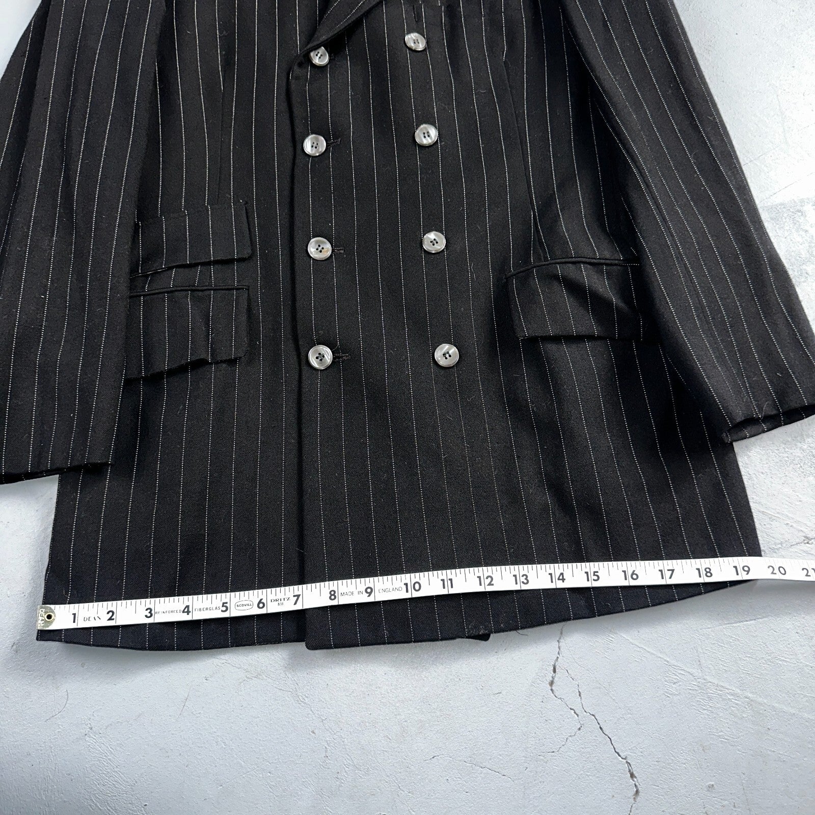 VTG Mens Suit 36 Double Breast 8 Button Jacket Sport Coat Rockabilly 50s Striped