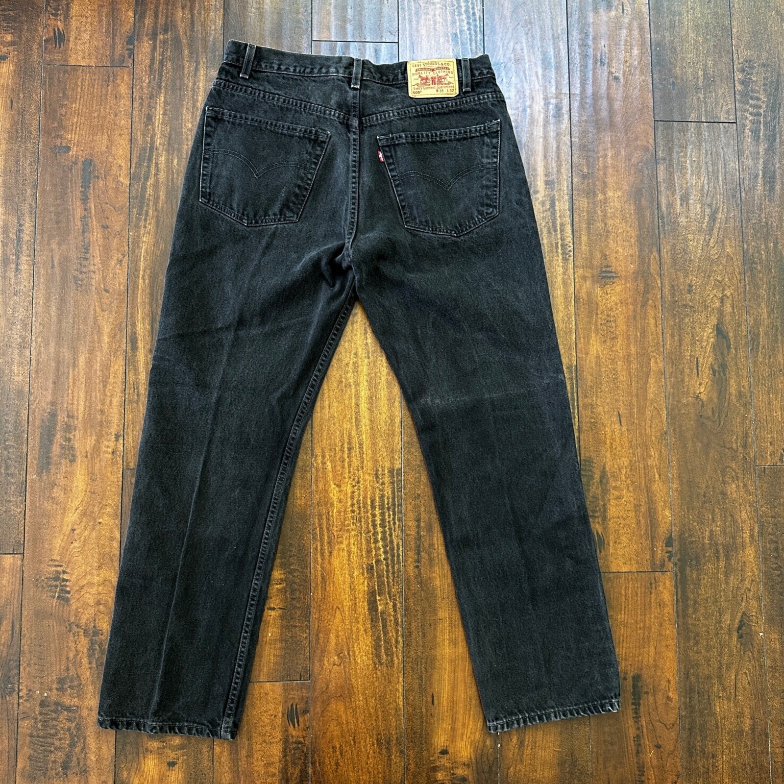 Levis 505 Vintage 90s Straight Leg XX Mexico Jeans 38x32 Black Wash Act 33x30
