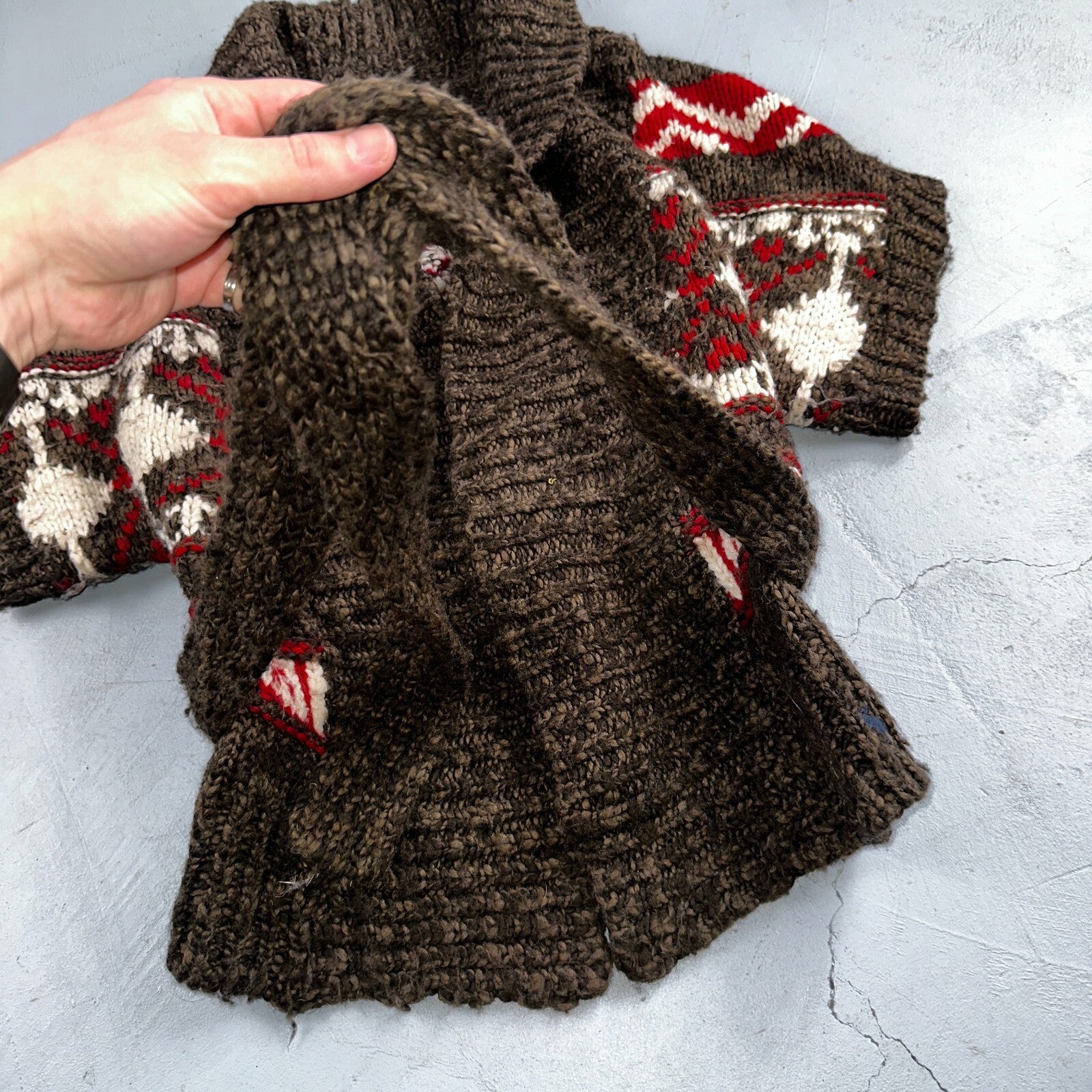 Abercrombie & Fitch VTG Womens Open Front Boho Sweater Cardigan Aztez Small Y2K