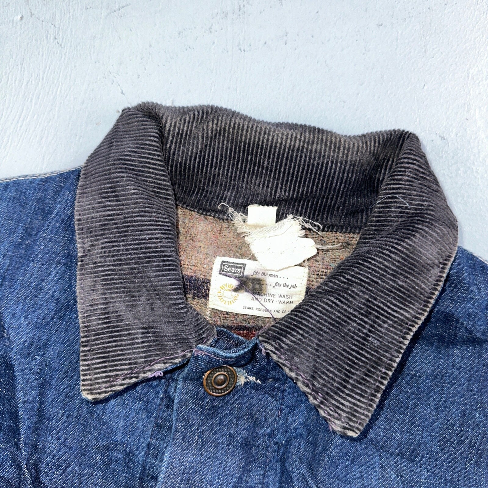 Vintage 60s Hercules Sears Roebuck And Co Denim Chore Jacket Coat Lined Detroit