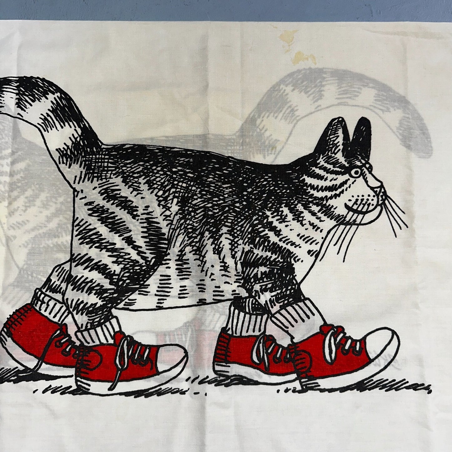 Vintage Burlington B KLIBAN CAT with red Sneakers Standard Pillowcase USA