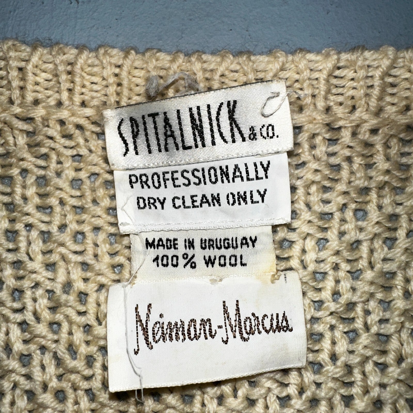 Vintage Oversized Spitalnick Neiman Marcus 100% Wool Cardigan Cable Knit Cozy