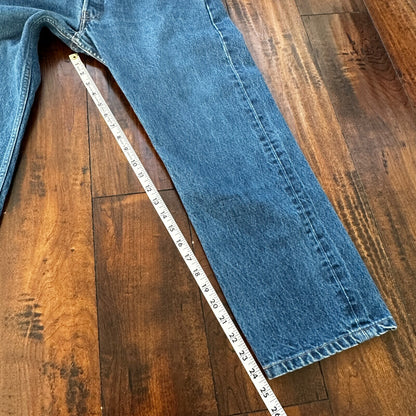 VTG Levis 501 XX Button Fly 90s USA Jeans Denim Straight Capri 34x30 Act 30x24