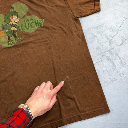Lucky Charms VTG T Shirt Leprechaun Cereal Promo General Mills Rap XL Brown