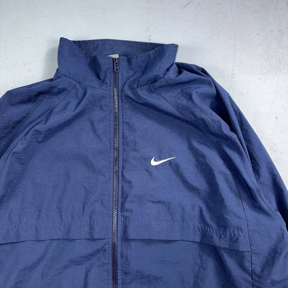 Nike VTG Y2K Windbreaker Track Jacket 2XL Blue Navy Basic Simple Football