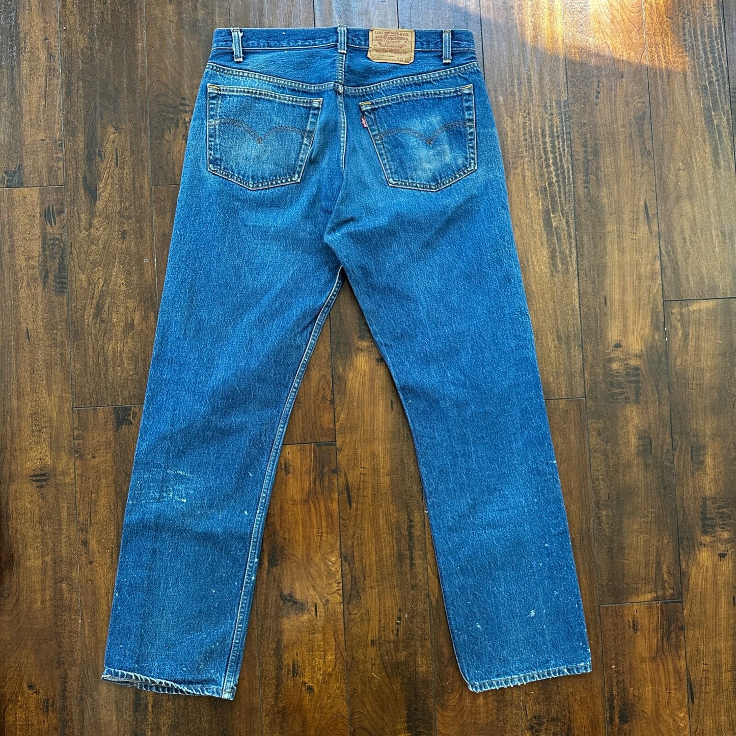 VTG 80s Levis 501 Button Fly 38x36 USA Tag Jeans Straight Wash Blue XX Act 34x31