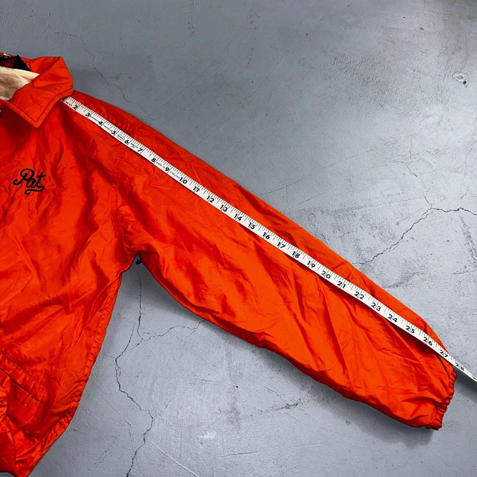 Vintage Indians Coach Starter Satin Jacket Nylon 80s Orange Chainstitch Pat