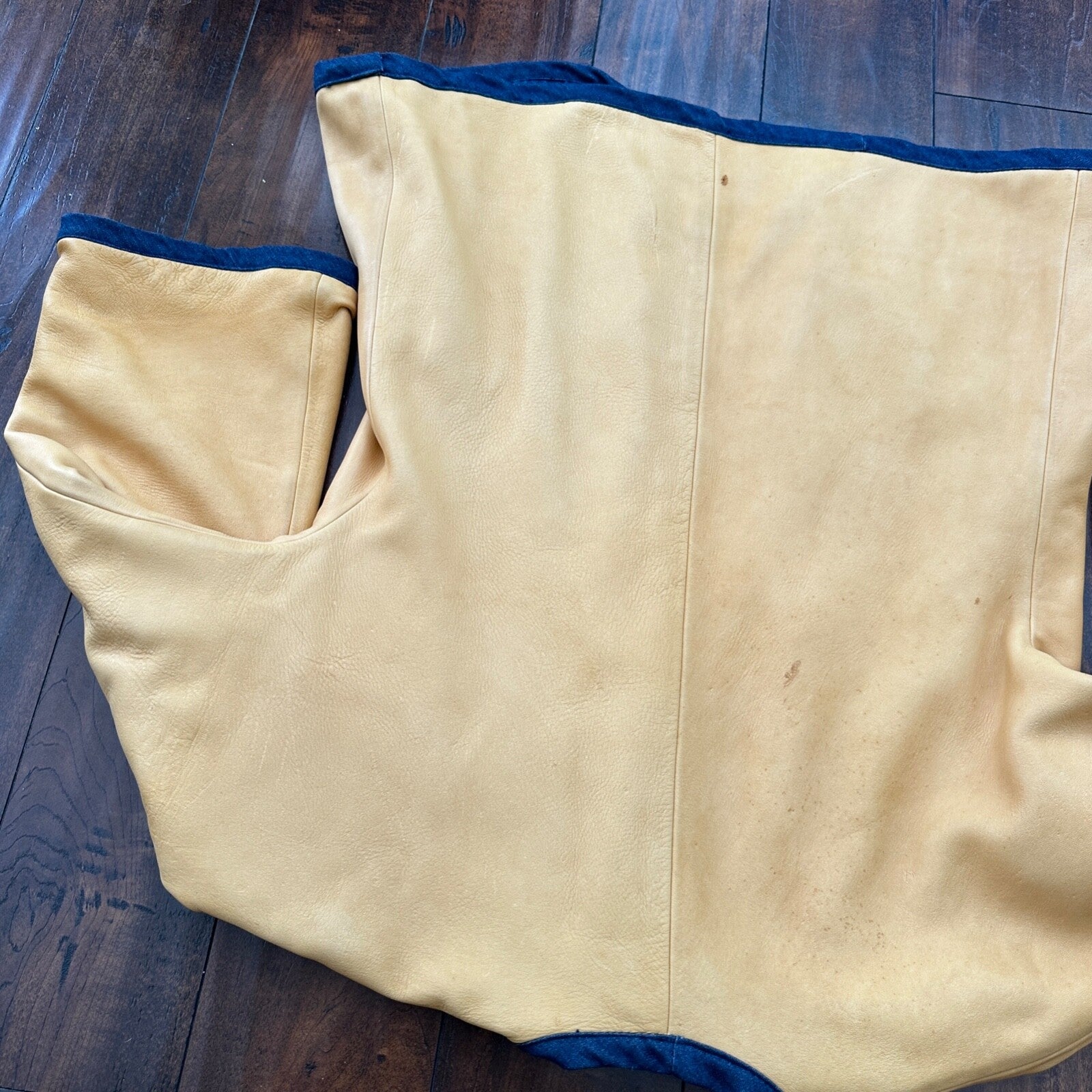 1960s Rockabilly Reversible Denim Leather Jacket 60s 70s RARE Yellow Blue Anorak