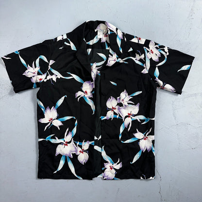 Hawaiian VTG Shirt Crop Rockabilly Floral Multi Color Robe 60s 70s Disco Hawaii