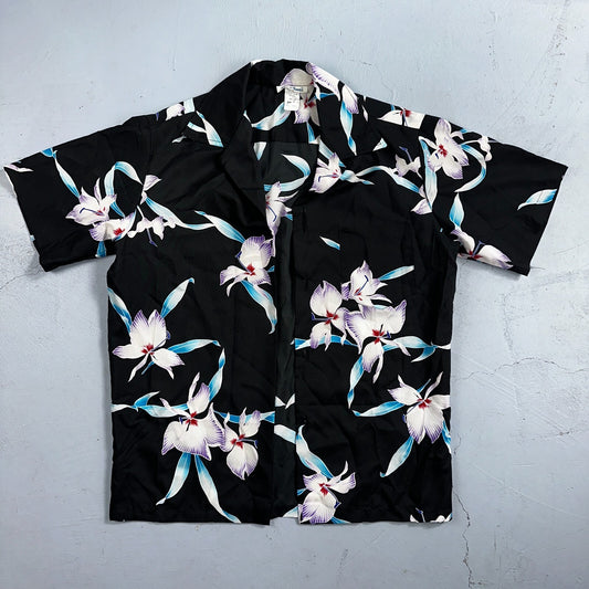 Hawaiian VTG Shirt Crop Rockabilly Floral Multi Color Robe 60s 70s Disco Hawaii