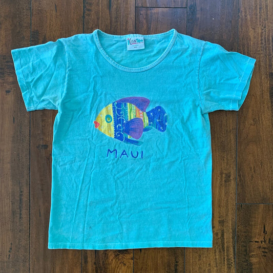 Maui Hawaii Fish Vintage T Shirt Single Stitch Colorful Hipster Travel Ocean Rap