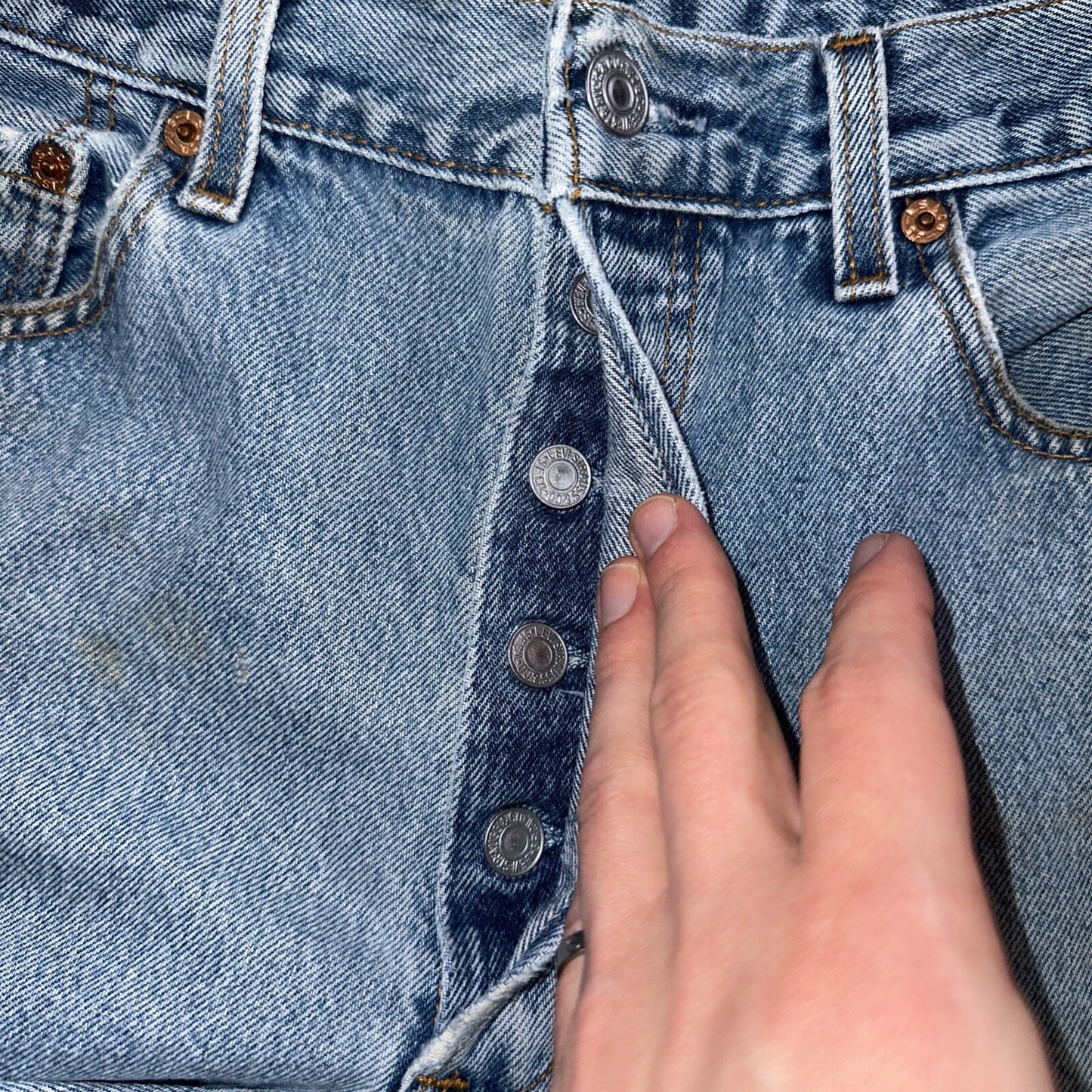 Levis 501 Vintage Y2K XX Straight Leg Jeans 90s Blue Light Wash 33x30 Act 32x28