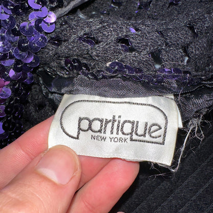 Partique Purple Sequin Disco Glam Party Studio 54 Long Sleeve Shirt Top 6 Dance