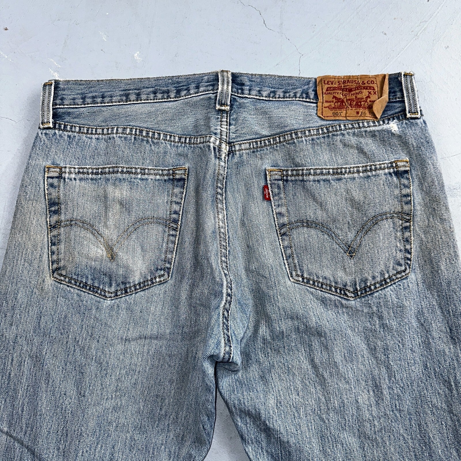 Levis 501 Vintage Y2K XX Straight Leg Jeans Blue Light Wash 36x34 Act 35x31