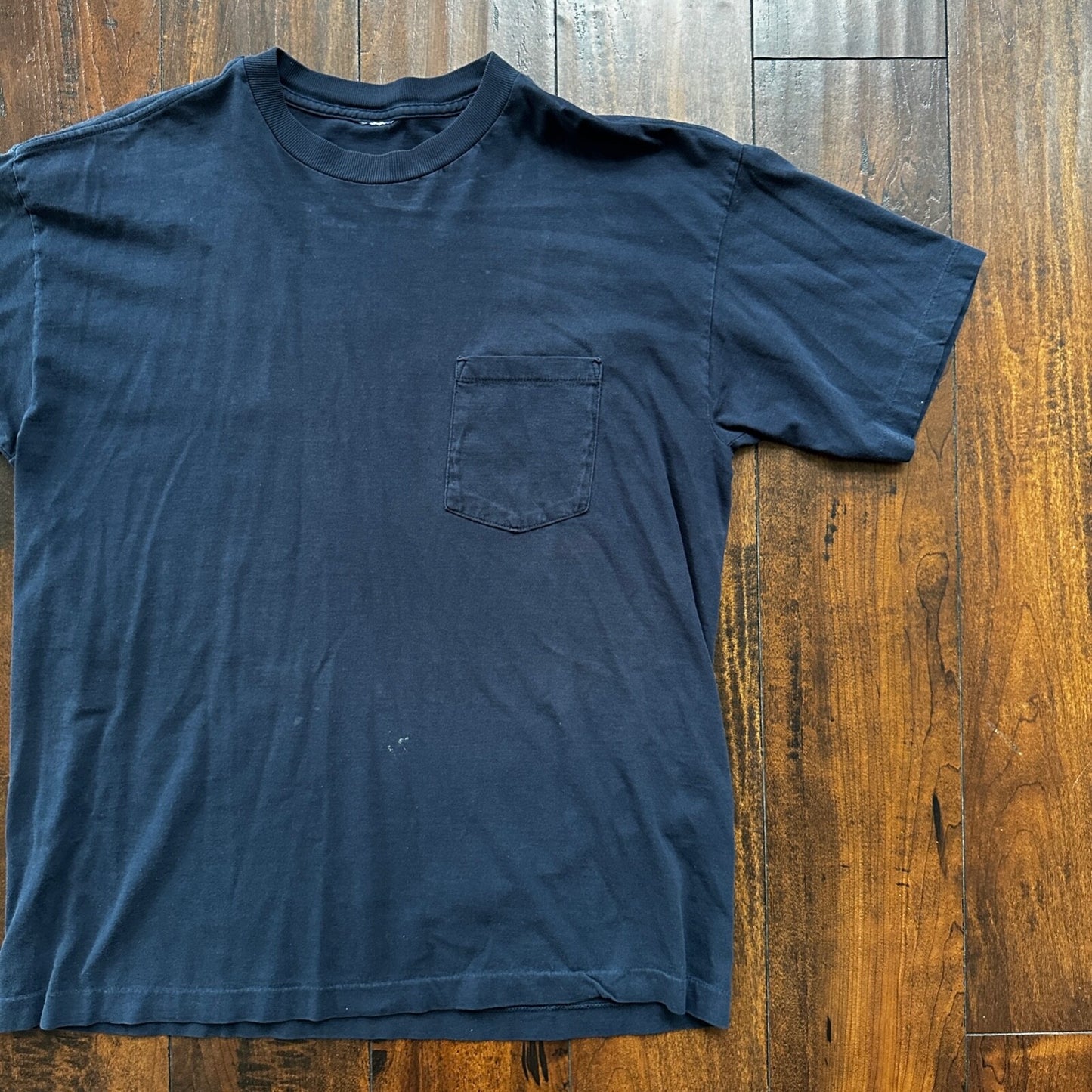 Navy Blank Thrashed Stained 1980s 80s 90s Vintage T Shirt Lot Basic Blue