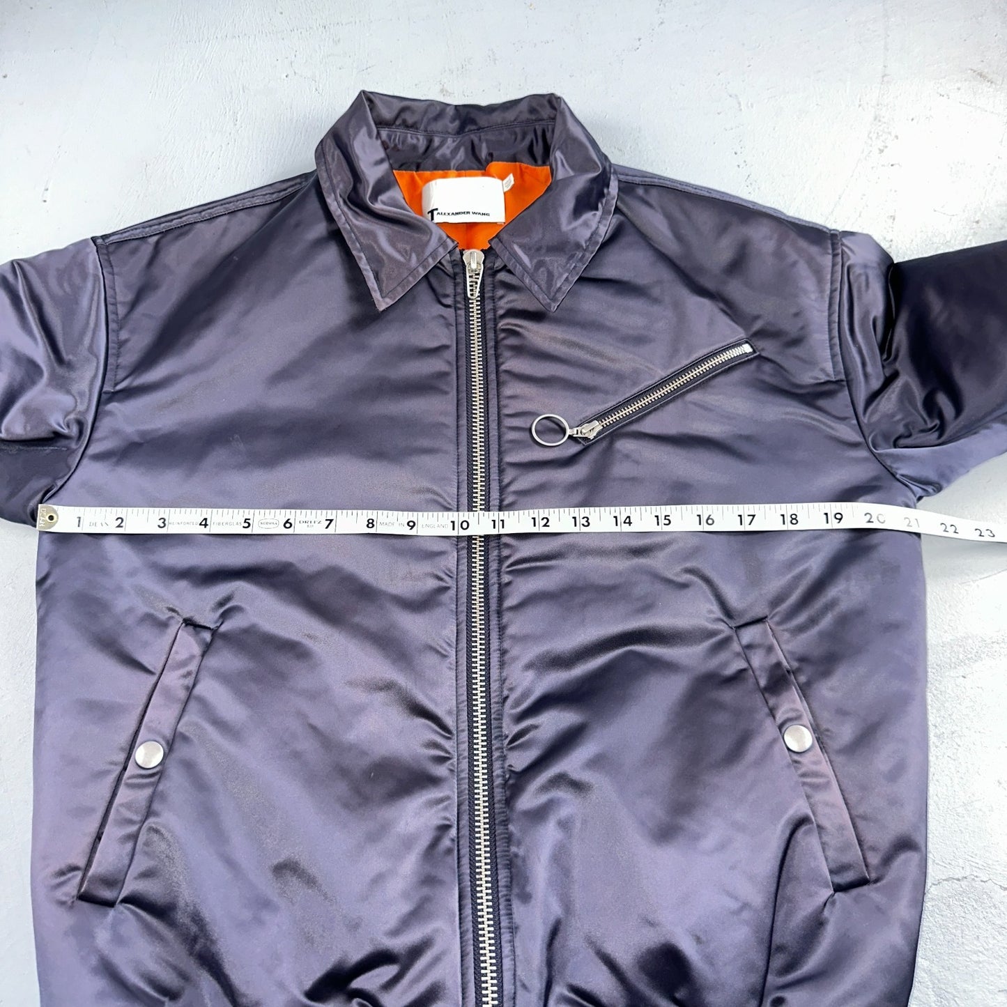 T Alexander Wang Navy Blue Satin Women Bomber Jacket Crop Size 6 Designer Silky