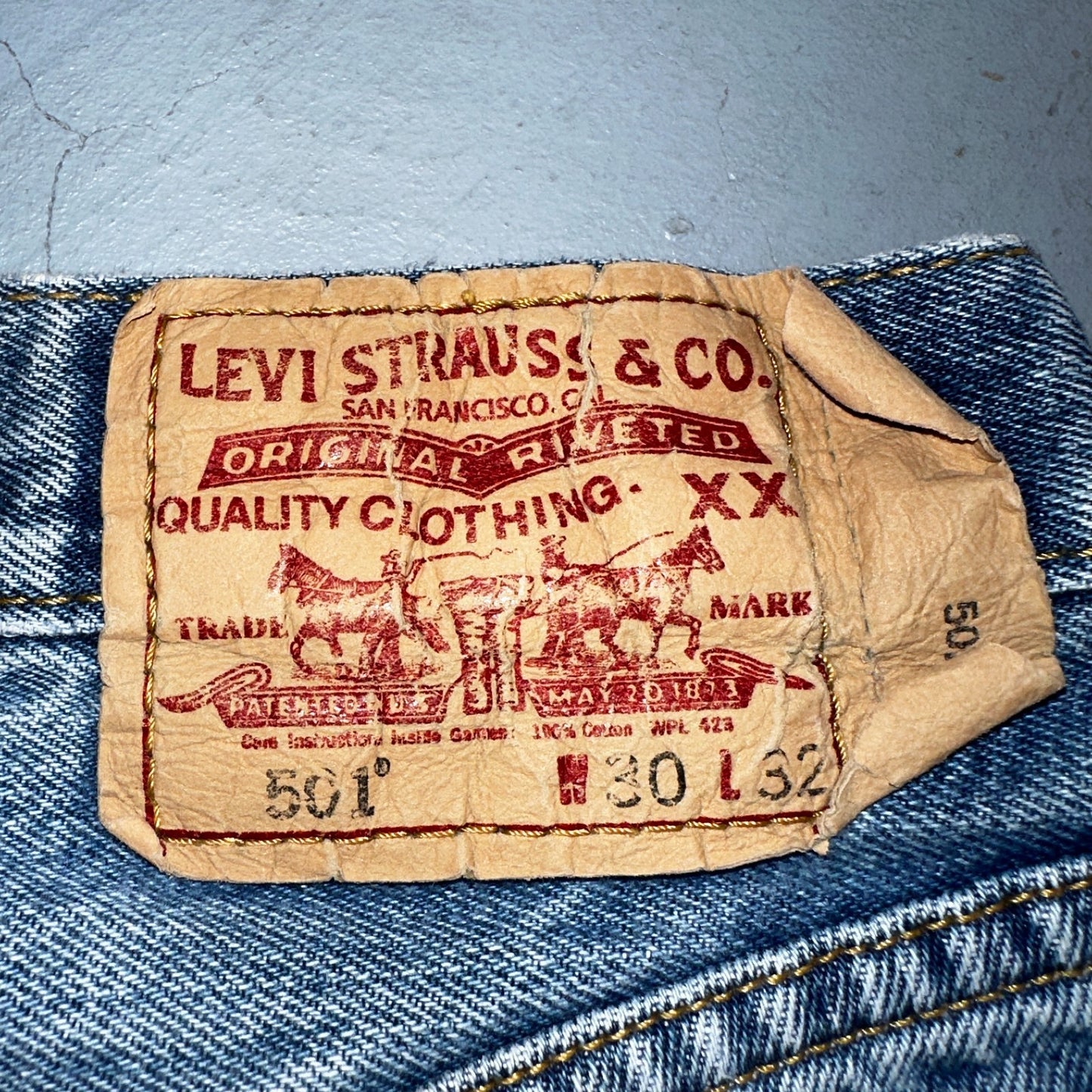 Levis 501 Vintage Y2K 90s XX Straight Leg Jeans Blue Light Wash 30x32 Act 29x31