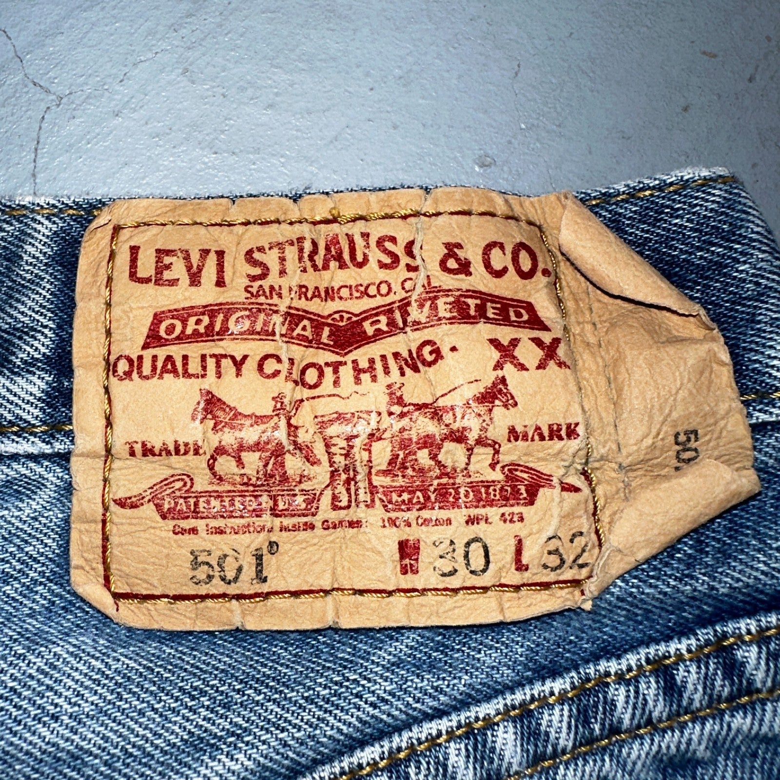 Levis 501 Vintage Y2K 90s XX Straight Leg Jeans Blue Light Wash 30x32 Act 29x31