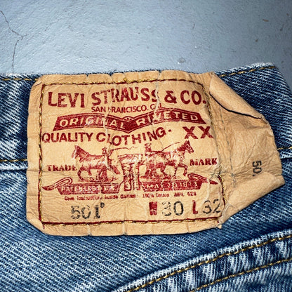 Levis 501 Vintage Y2K 90s XX Straight Leg Jeans Blue Light Wash 30x32 Act 29x31
