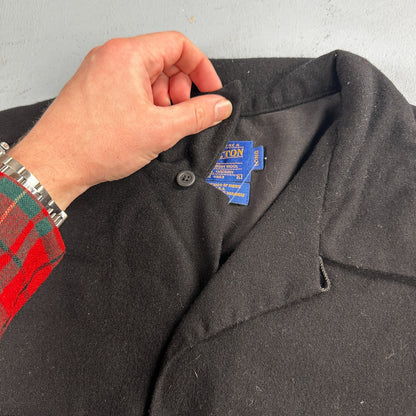 Pendleton Original Board Shirt BLACK 100% Wool Button Down Men’s Size L Long VTG