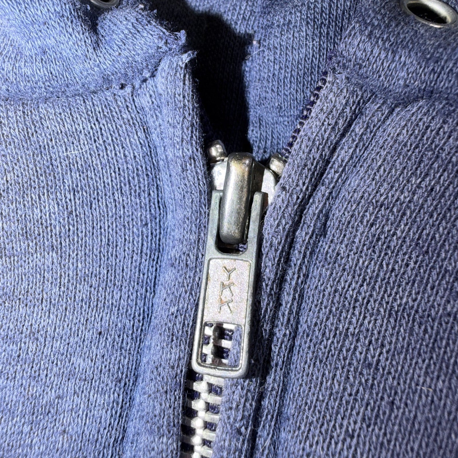 Blue Healthknit Zip Up Hoodie Vintage 80s 90s Thermal Lined USA 2XL Thrashed