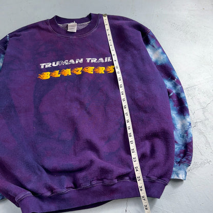 Truman Trail Blazers VTG Y2K Tye Dye Pullover Sweatshirt Crew Purple Portland