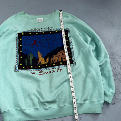 Hanes XL Santa Fe Chili Night Sweatshirt XL 80s VTG Crewneck Howling Wolf