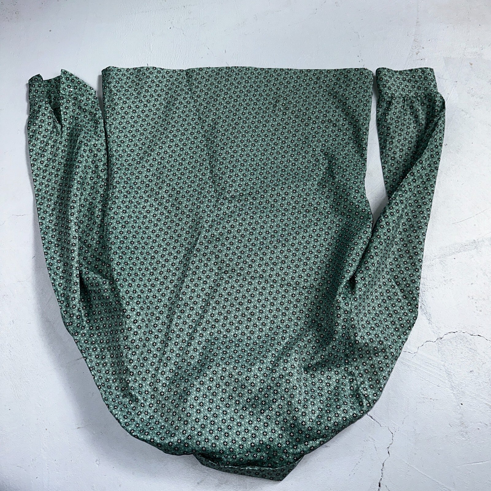 VTG 60s Jantzen Womens Top 12 Green Button Long Sleeve Shirt Flowers USA