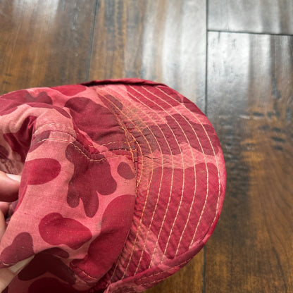 Frogskin 70s Fisherman Vintage Hat Bucket POST WWII Frog Skin Pink Red Camo