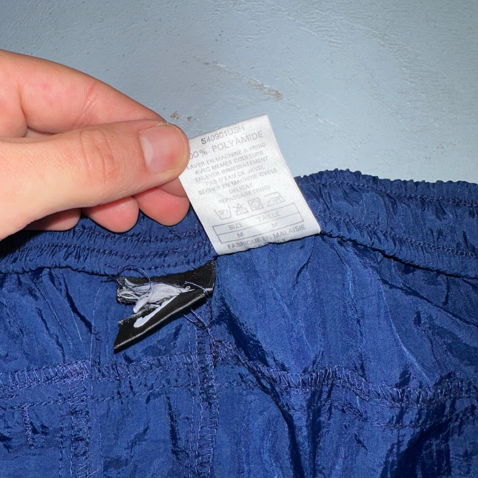 Nike VTG 90s Windbreaker Track Pants Ankle Zip Unlined Blue 1990s Essential