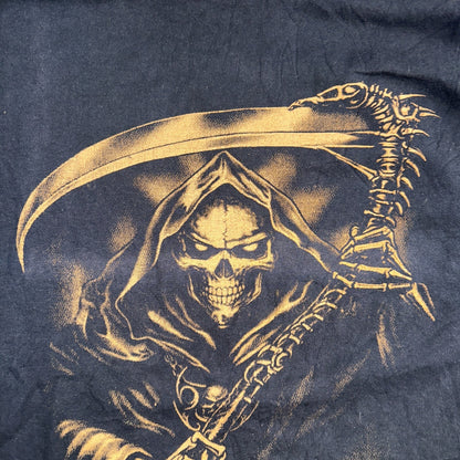 Reaper Y2K Shirt Black Mens Horror Vintage Large Print Skull Death Metal Band