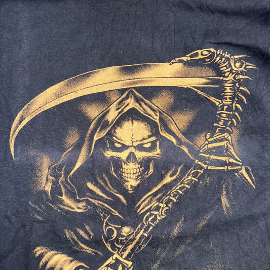 Reaper Y2K Shirt Black Mens Horror Vintage Large Print Skull Death Metal Band