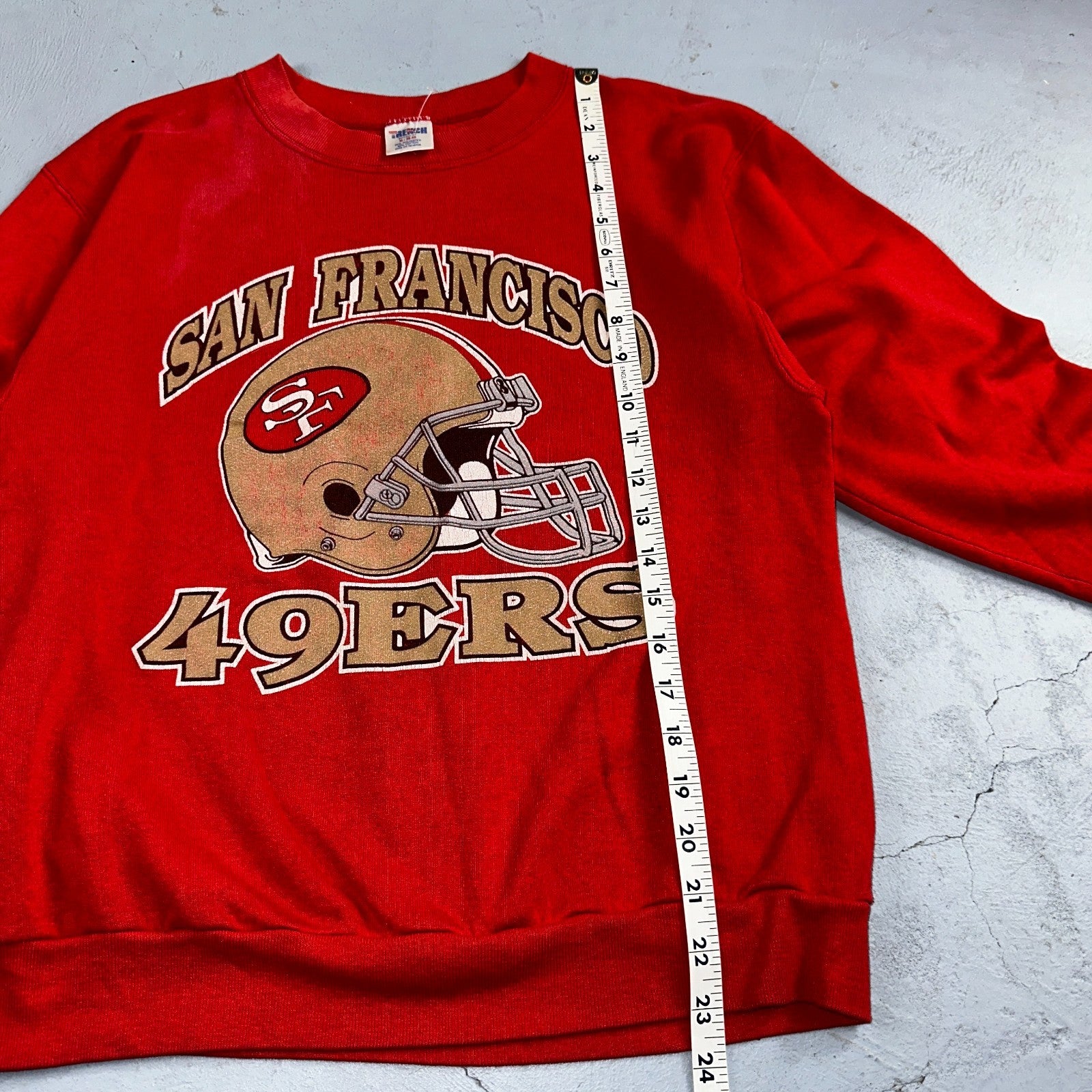 Vintage Trench Sweatshirt San Francisco 49ers Red Long Sleeve M Crewneck 80s