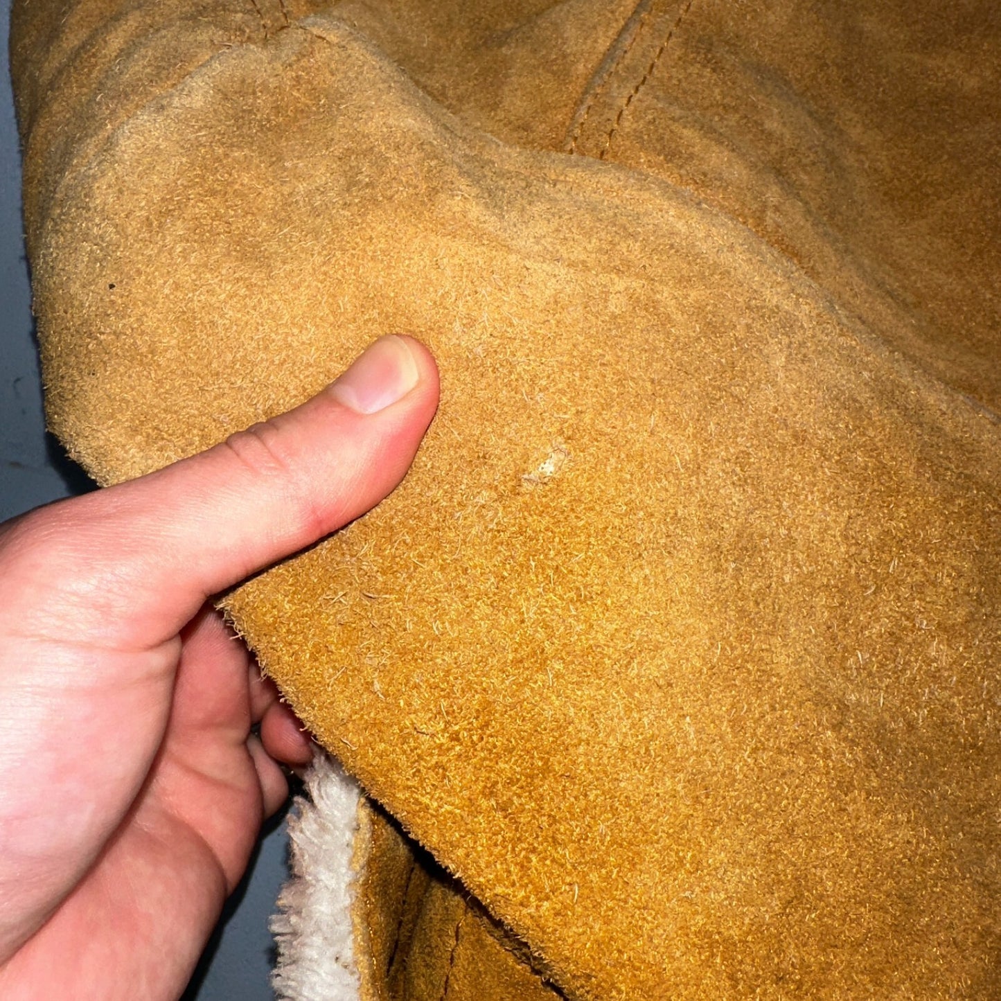 Vintage Suede Grande Bay Rancher Trucker Sherpa Lined Jacket Coat Men's 36