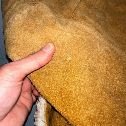 Vintage Suede Grande Bay Rancher Trucker Sherpa Lined Jacket Coat Men's 36