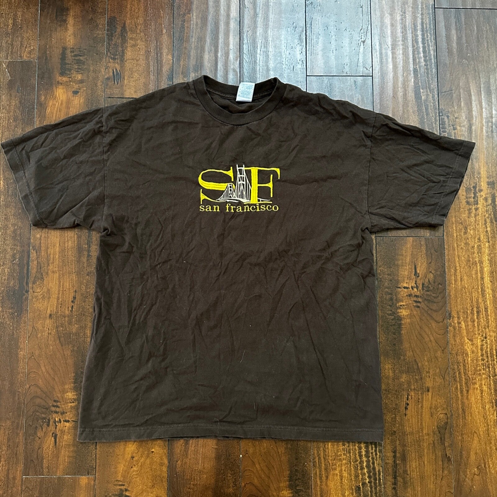 San Francisco Vintage T Shirt Y2K Brown California Golden Gate Bridge Memory