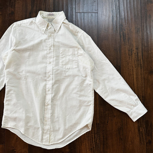 Vintage Norm Thompson USA Mens Long Sleeve Button Up Shirt White 80s