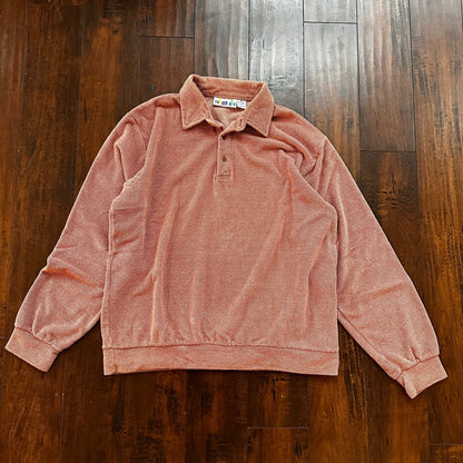 VTG 80s Trader Bay Velour Sweatshirt Sweater Polo Shirt Checker Rockabilly