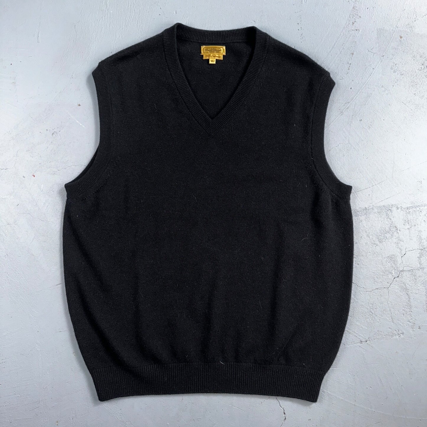 Paul Stuart V Neck Mens Sz XL 100% Cashmere Pullover Sweater Vest Black Scotland