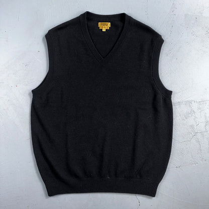 Paul Stuart V Neck Mens Sz XL 100% Cashmere Pullover Sweater Vest Black Scotland