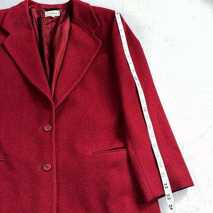 LL Bean Blazer Women's Size 14 Red Wool Cashmere Vintage USA